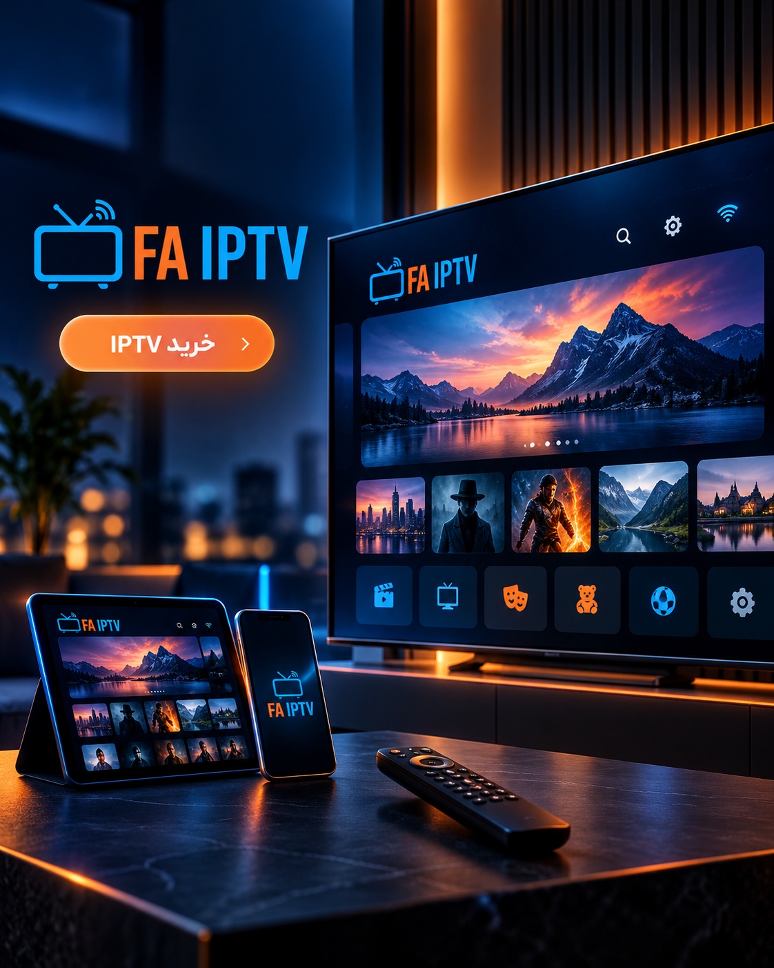 خرید اکانت IPTV برای تلویزیون هوشمند با دسترسی به شبکه‌های زنده، فیلم، سریال و محتوای 4K