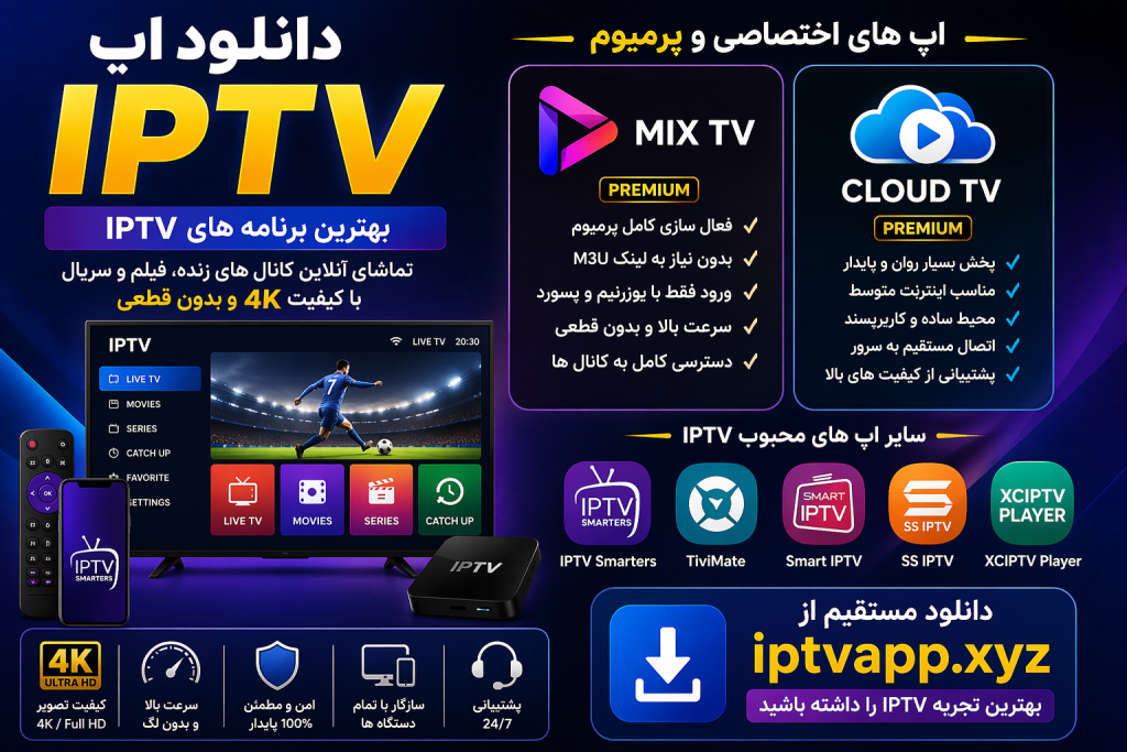 دانلود اپ IPTV شامل MIX TV و CLOUD TV برای اندروید و تلویزیون